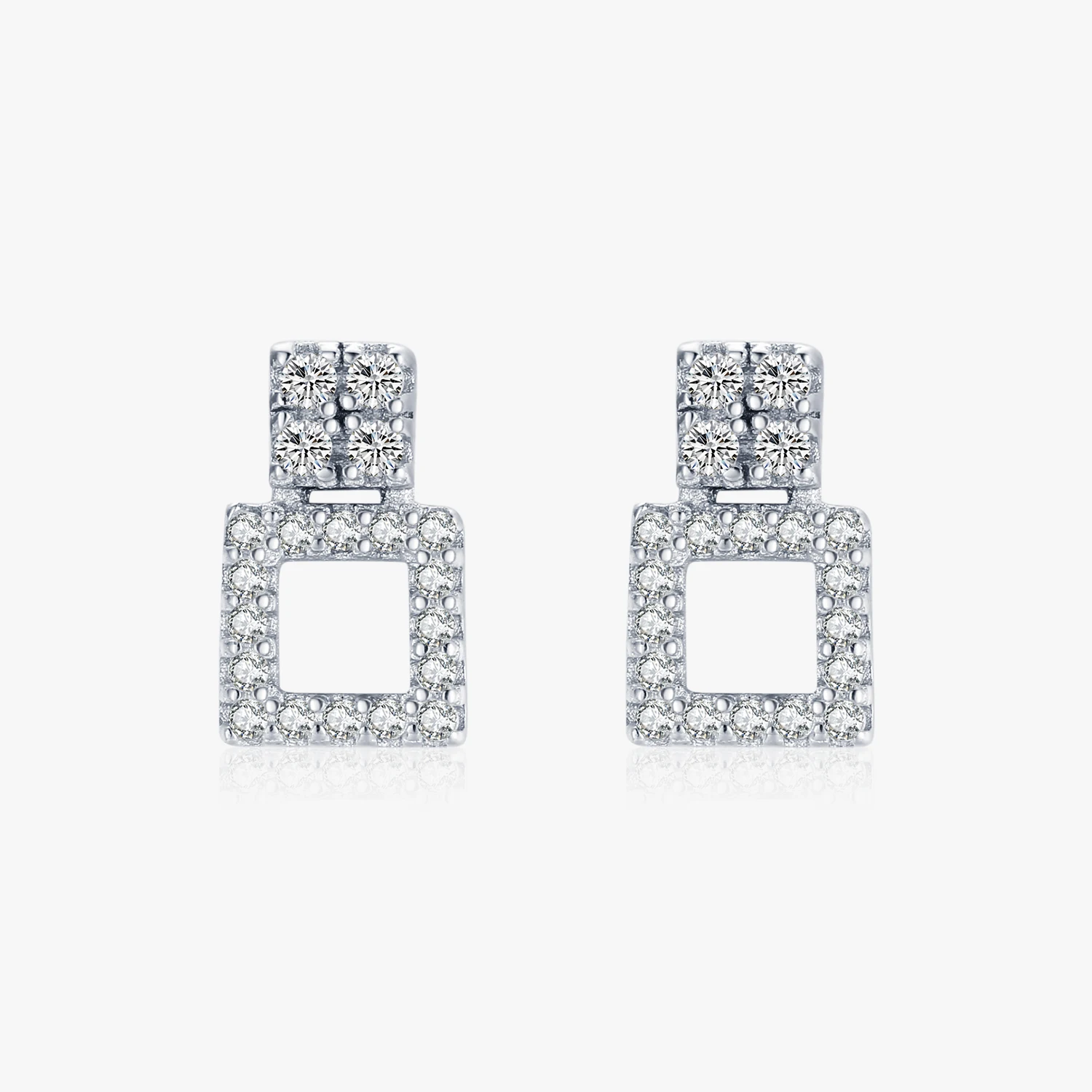 925 Sterling Silver Sparkling Cubic Zirconia Stud Earrings Delicate Geometric Office Earrings For Women Fine Jewelry Accessories