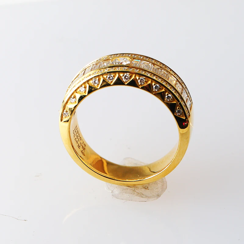 Wholesale Custom Simple Designs Jewelry Men Moissanite Wedding Rings Couple Set 14K Gold Plated Lab Grown Diamond Eternity Ring