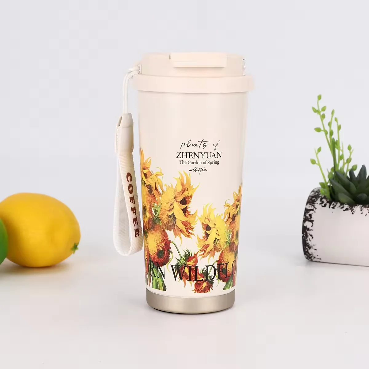 New 550ml Stainless Steel Double Wall Vacuum Insulated Travel Mug with Handle Portable Thermal Cup Coffee Tumbler With Rope