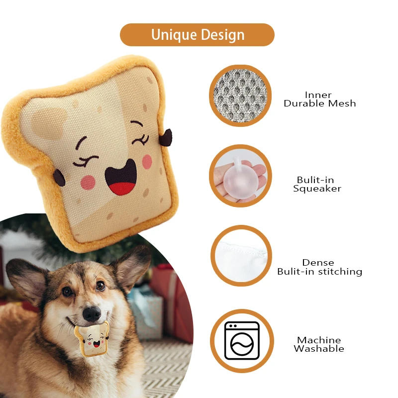 Luxury Design Chewing Small Puppy Squeaky Dog Toys Food Cute Interactive Stuffed Plush Crinkle Durable Dog Chew Toy for Dogs