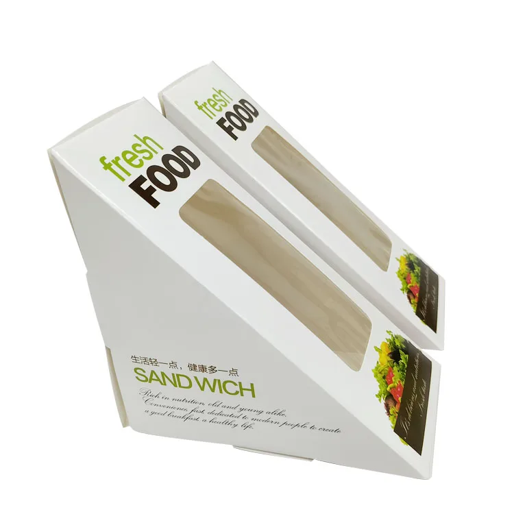 Custom Printing Disposable Paper Packaging Sandwich Box Kraft Paper Triangle Sandwich Boxes Vacuum sandwich Box