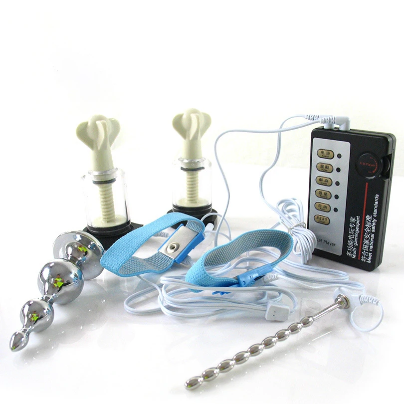 MULHERELFO Shock pulse Urethral stimulation and masturbation Stainless Steel Anal Plug Nipple Clip