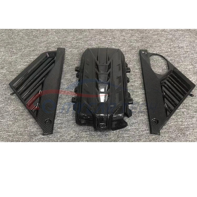 for Chevrolet Corvette C8 2020-2021 Dry carbon fiber engine cover 3-pc bodykit