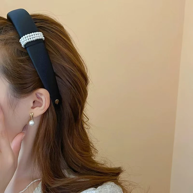 wholesale fashion elegant hair accessories hair tie minimalist headband pearl hair bands for women