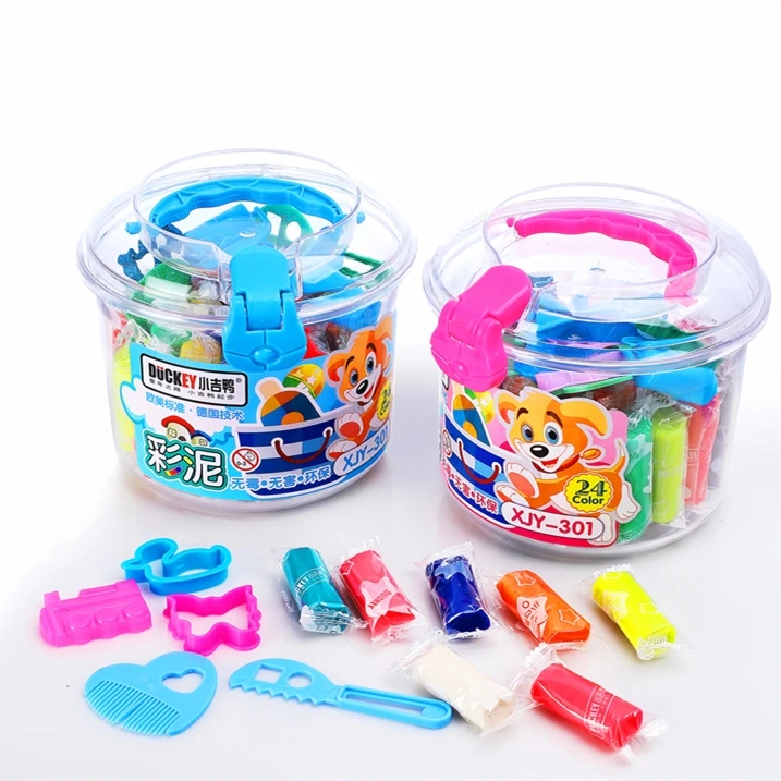Bulk Novelty Promotional DIY Intelligent plasticine toys for kids 24 Color Big Container