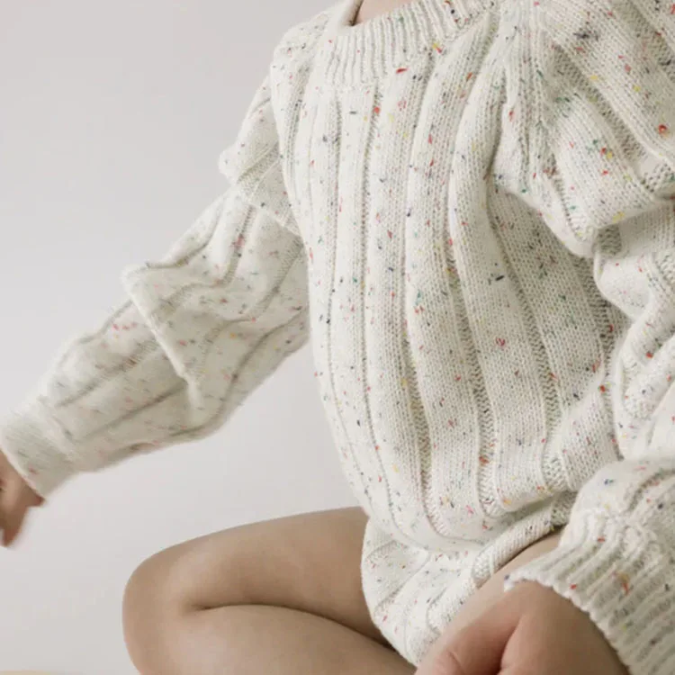 2023 wholesale organic cotton sprinkle wide ribbed baby knitted bodysuit onesie clothes for newborn