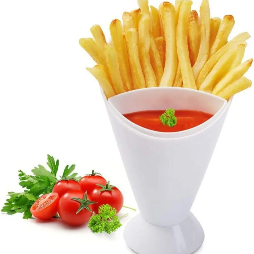 Multiple colors Kitchen Gadget silicone cup Kitchen Potato Tool Tableware Reusable French fries cup plastic party cup