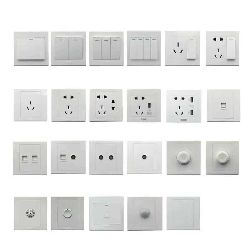 Factory outlet Electrical EU Standard Push Button Power Wall Switches and Sockets