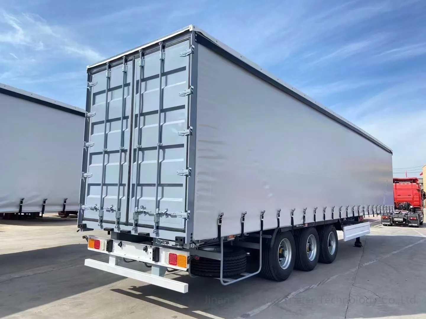 3 Axle Transport 40 Ton Dry Van Truck 40ft PVC Curtain Side Open Semi Trailer