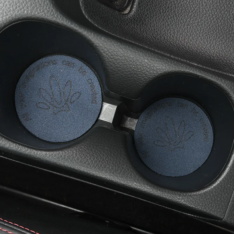 2024 Mini Car Cup Coaster Micro Suede Car Coasters Bulk Round Auto Interior Accessories