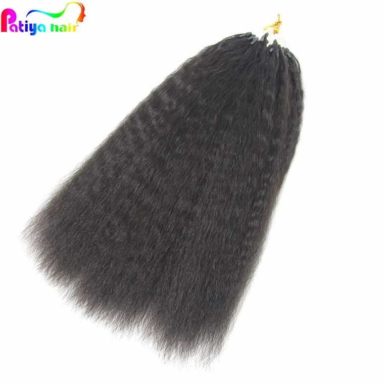direct supplier wholesale Yaki Kinky Straight Micro Ring Hair Extensions Unprocessed Indian Double Drawn Micro Links Human Hair