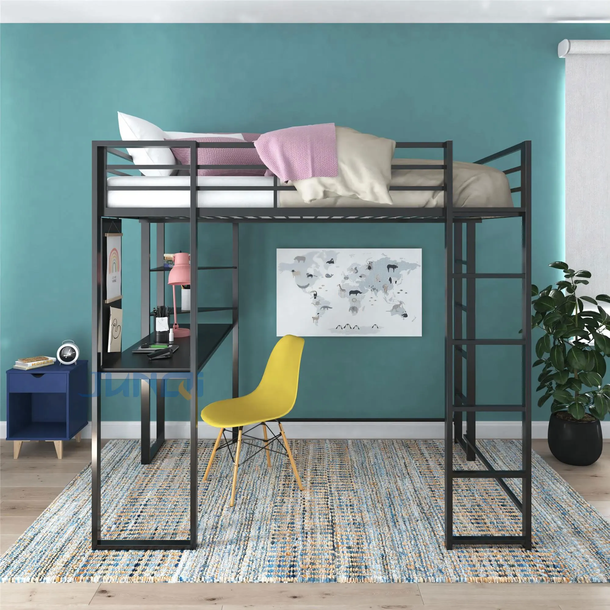 Wholesale heavy duty steel metal bunk bed commercial metal frame double decker bunk beds for hostel furniture