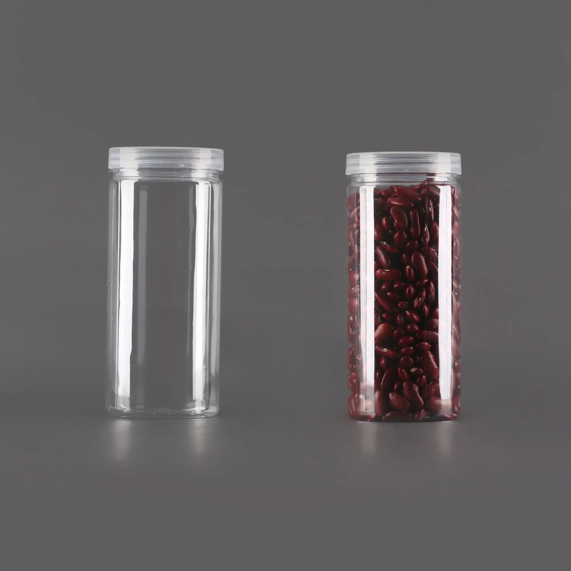 Factory Ready Stock 500ml PET Transparent round Plastic Bottle with Wide Mouth Black-White Lid Empty Food Cans for Skincare Use