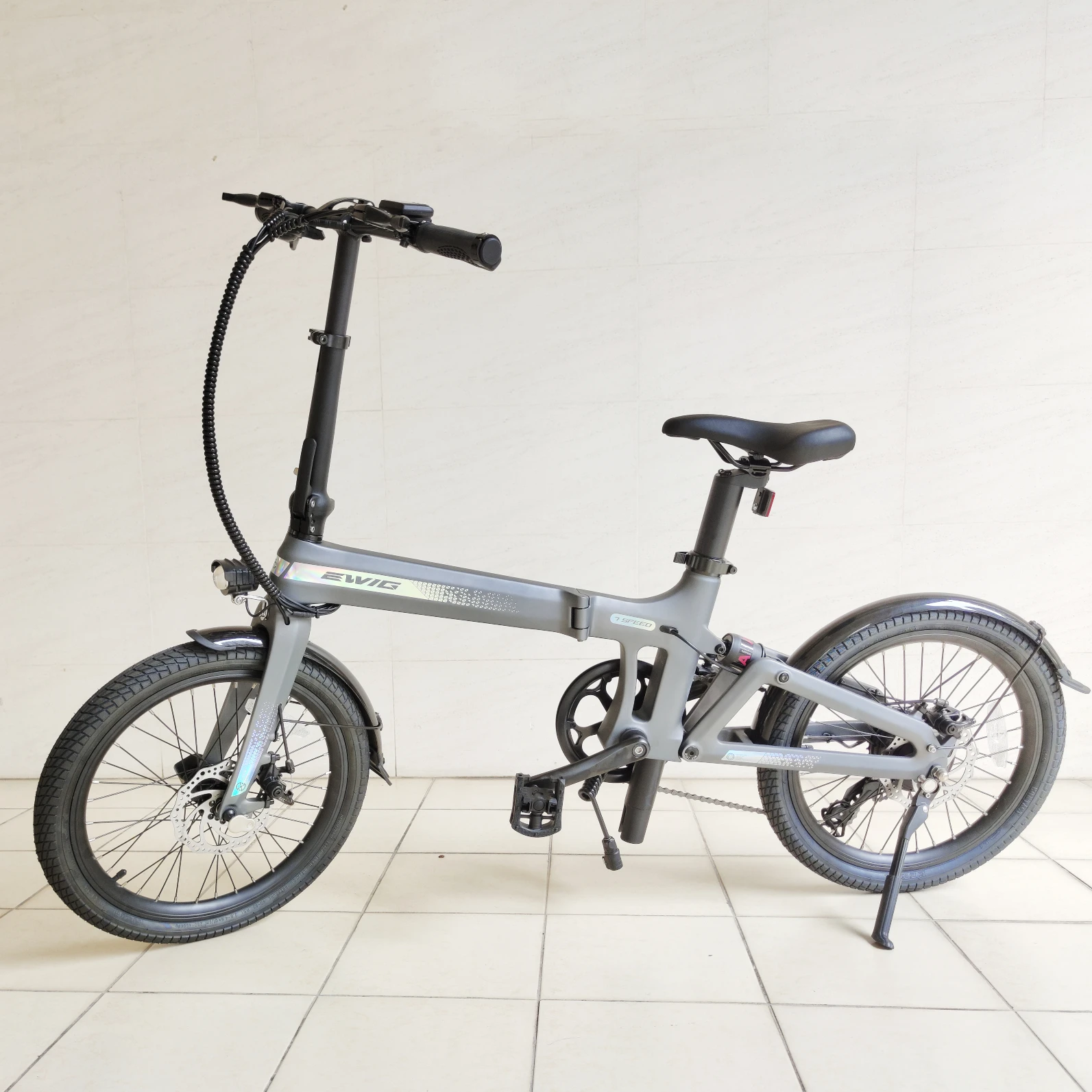 EWIG Factory 20 Inch Electric Folding E Bike 7 Speed Carbon Fiber Frame Folding Bicycle Foldable E-bike Bicicleta for Adults