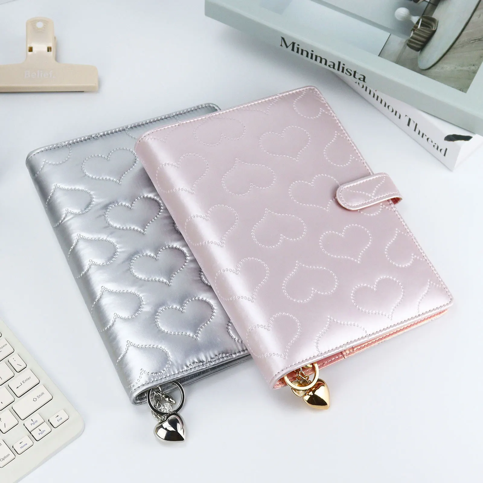Spiral Weekly Customize Wholesale Cash Journal Notebooks pink Planner Wallet Pu Leather Luxurious A5 A6 Budget Binder