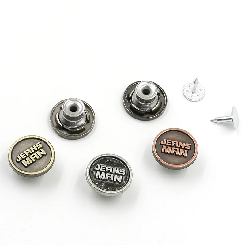 Пользовательский фирменный логотип, цинковый сплав, 17 мм, джинсовые пуговицы для джинсовой одежды