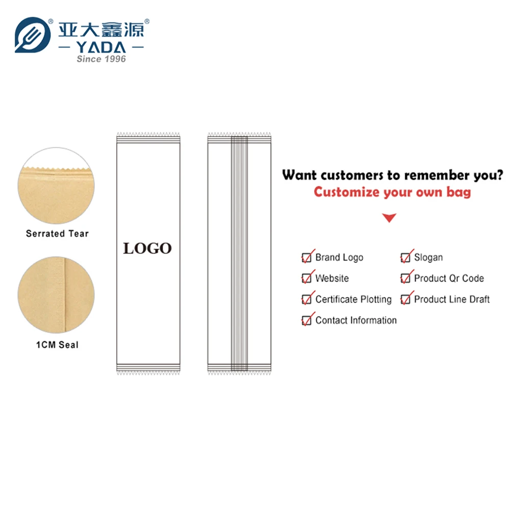 Yada Bamboo Disposable  Cutlery Sets Natural Biodegradable Spoons Forks Knives YD-BC-170 kit 4 in 1 250sets