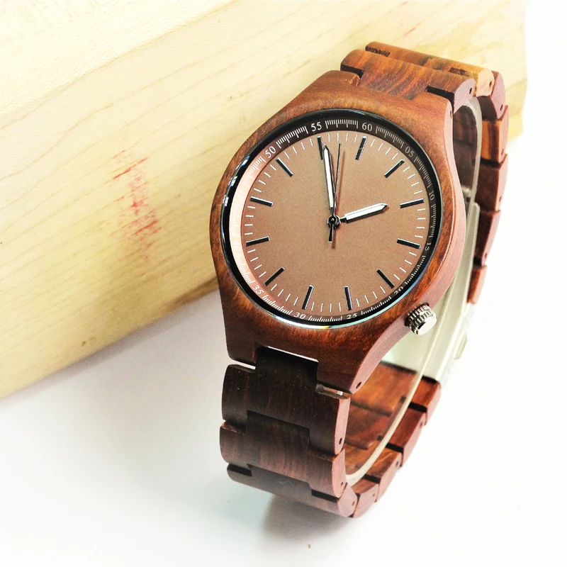 PSW watch factory Japan Miyota 2035 sandal wood watches for men personalized face wristwatches male size