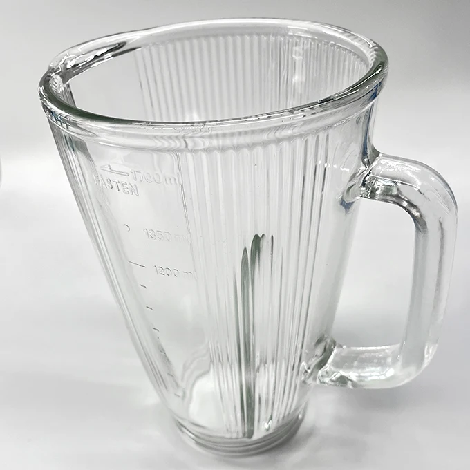 Wholesale price 1.7 liter striped blender glass jar mixer Parts Transparent Blender glass Jug replaceable blender Glass cup