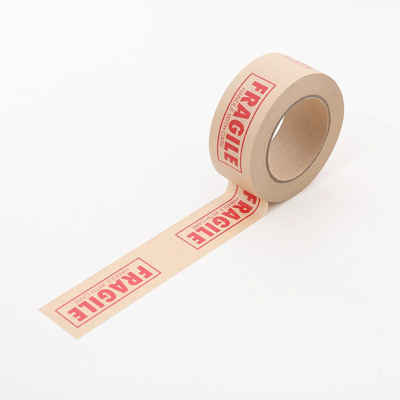 Custom Printed Kraft Paper Tape Self Adhesive Kraft Paper Tape Packing Fragile Tape Qr/Bar Code