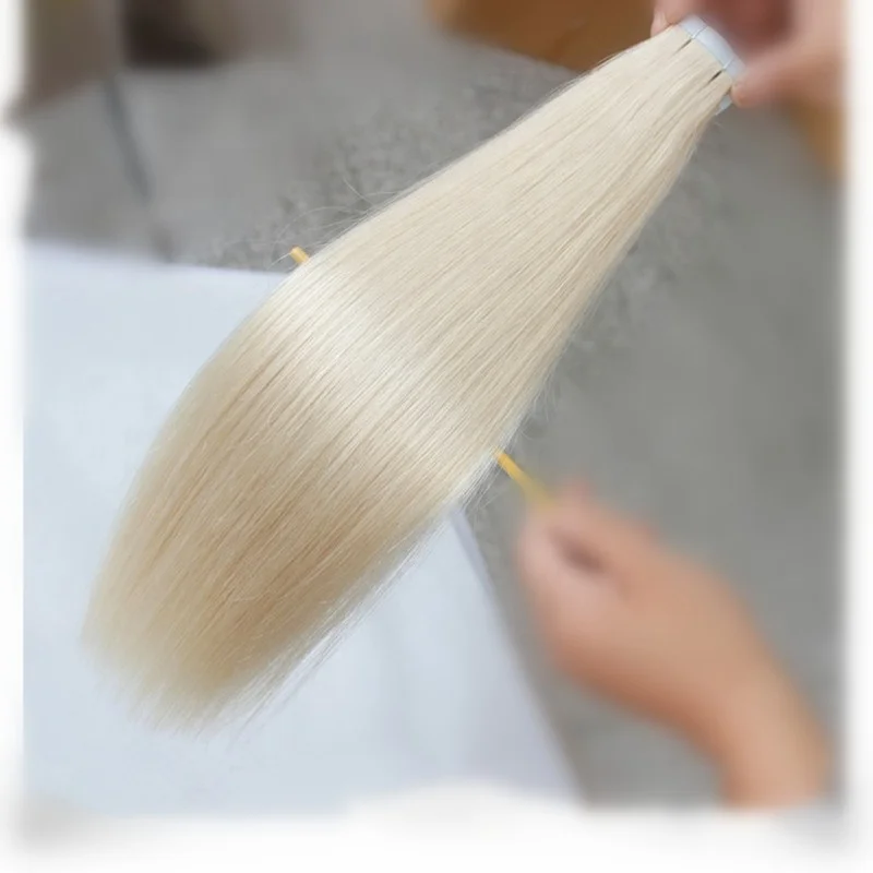 Wholesale Russian Human Tape Hair Extensions Double Drawn Single Drawn Virgin Remy Tape ins Hair