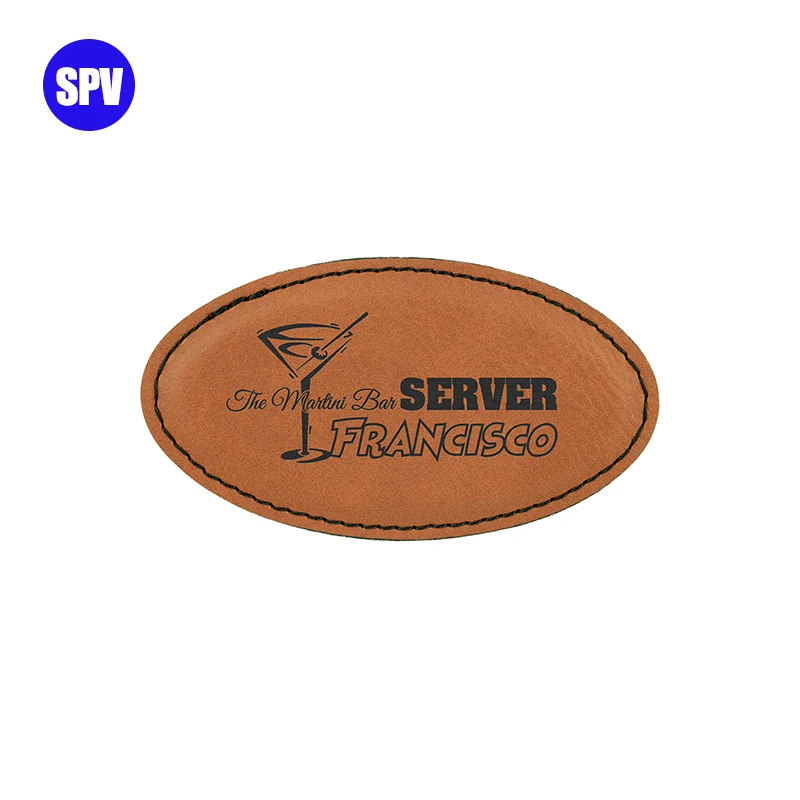 2022 PULSEN 3 1/4 дюйма x 1 3/4 дюйма, светло-коричневый овальный значок из искусственной кожи с магнитом