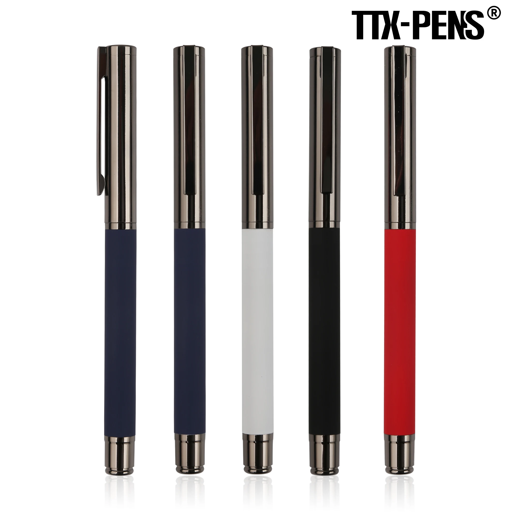 TTX 1.0 mm Retractable Luxury Personalised Executive Gift Metal Pen Clip Slim Ballpoint Roller Pen Stylo Personnalisable