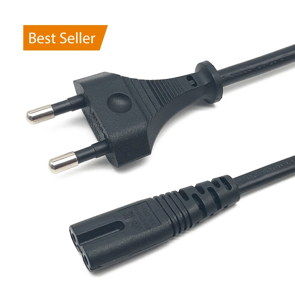ЕС 250V 2.5A H03VVH2-F 2*0.75mm2 IEC C7 Рисунок 8 AC 2 Pin зубец вилки европейский шнур электропитания от сети переменного