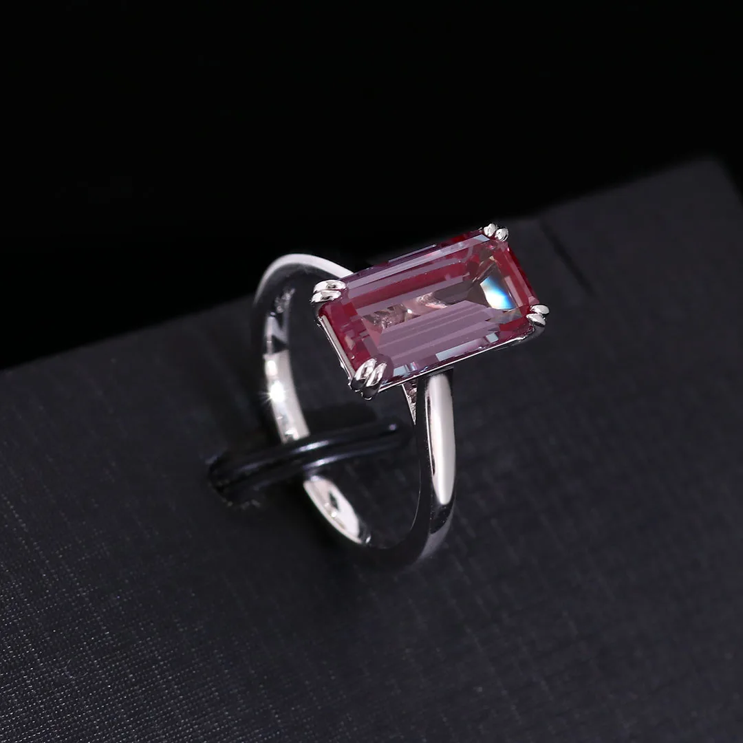 925 Sterling Silver Emerald Cut Alexandrite Ring Wedding Alexandrite Gemstone Jewelry Set for Parties Inlay Technology
