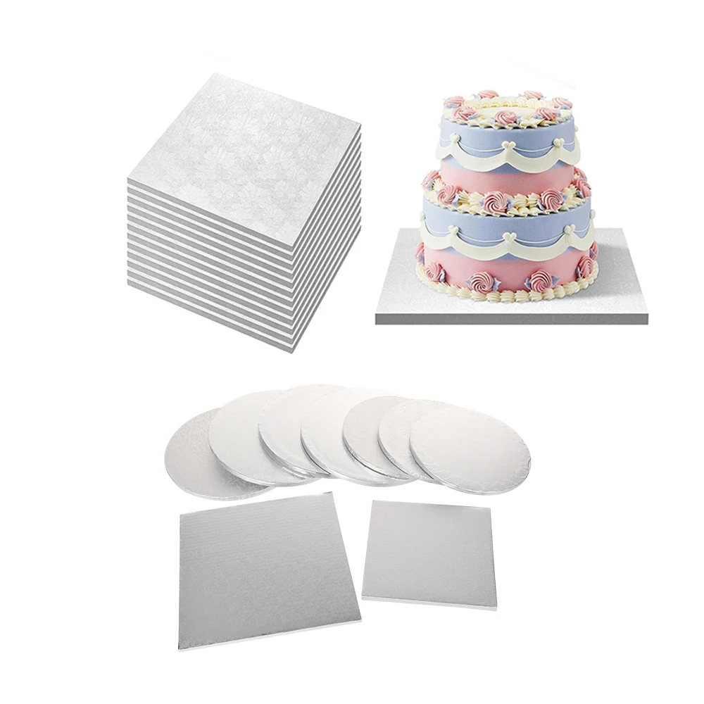 Wholesale Round Square 12mm Thick Cake Pad White Gold Pink Silver Black Cake Board Plain Cake Drum