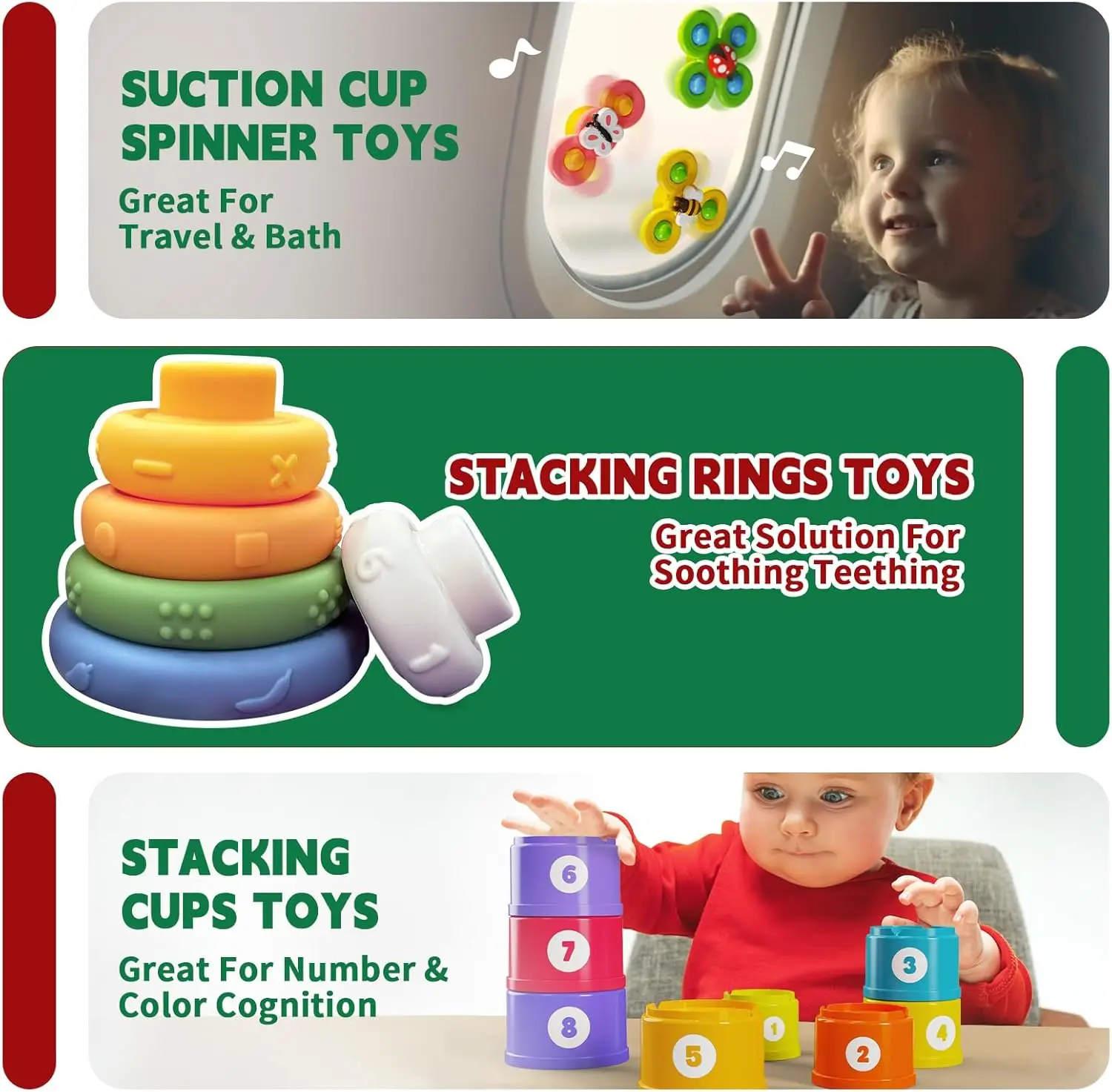 Baby Toys 12-18 Months Baby Sensory Fine Motor Skills Developmental Toys Gifts for 6-18 Month Old Boys Girls Kids
