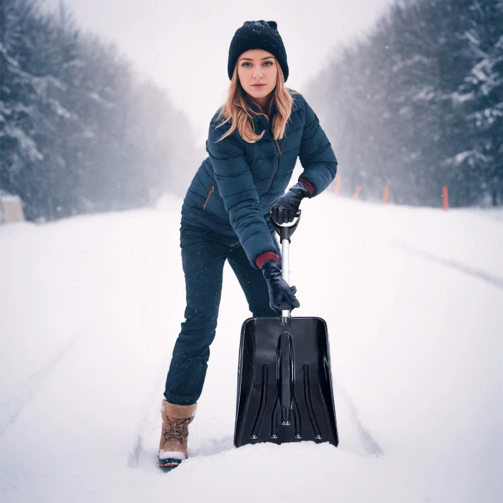 Premium Detachable Snow Shovel Aluminum Tube with D-Grip Wide Blades Plastic Pusher Remover Car Snow Shovels