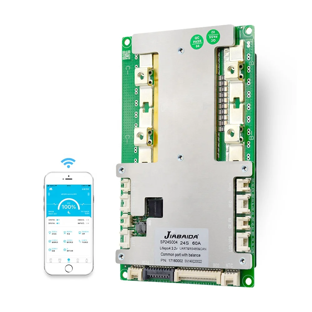 JBD Automatic Identify 8S-24S 17S 20S 21S 24S 60V 72V 84V 40A 60A 100A 150A 200A LiFePO4 Li-ion Smart BMS with UART 485 CAN NTC