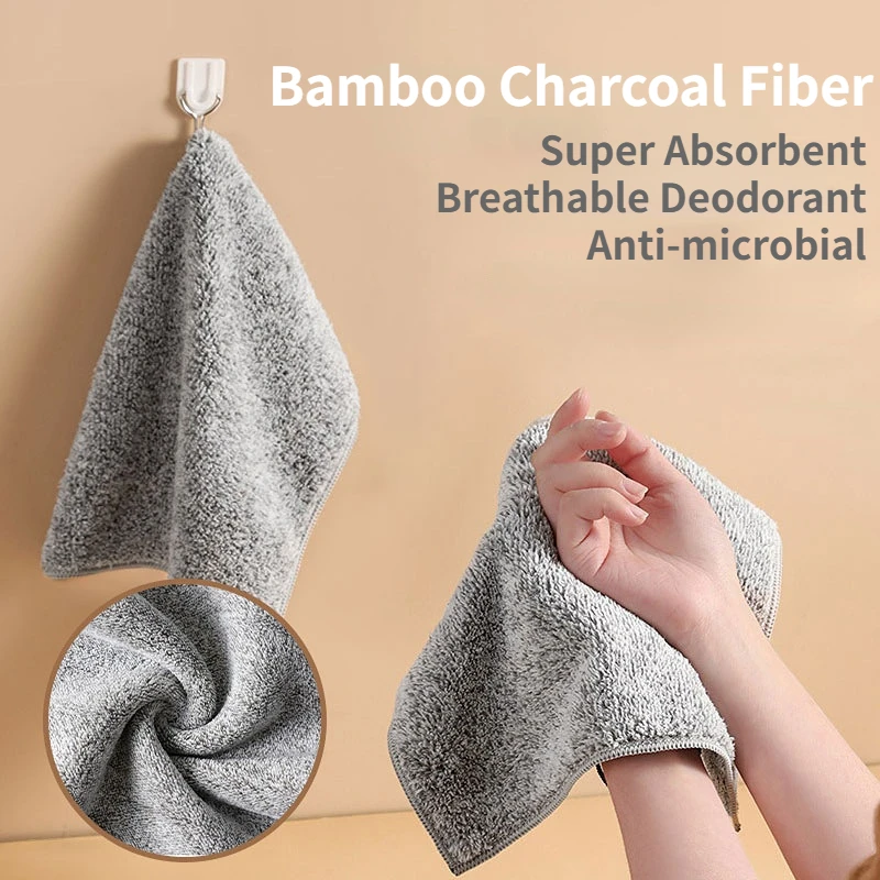FF3335 Washable Kitchen Dish Cloth Microfiber Cleaning Cloth Dishwashing Rags Super Absorbent Bamboo Dish Towel Rags