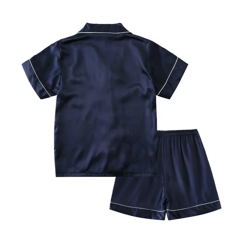 
2021 Kids Pajamas Set Satin Pijamas Children Organic Soft Pyjamas Silk Boys Plain Kids Pajamas 