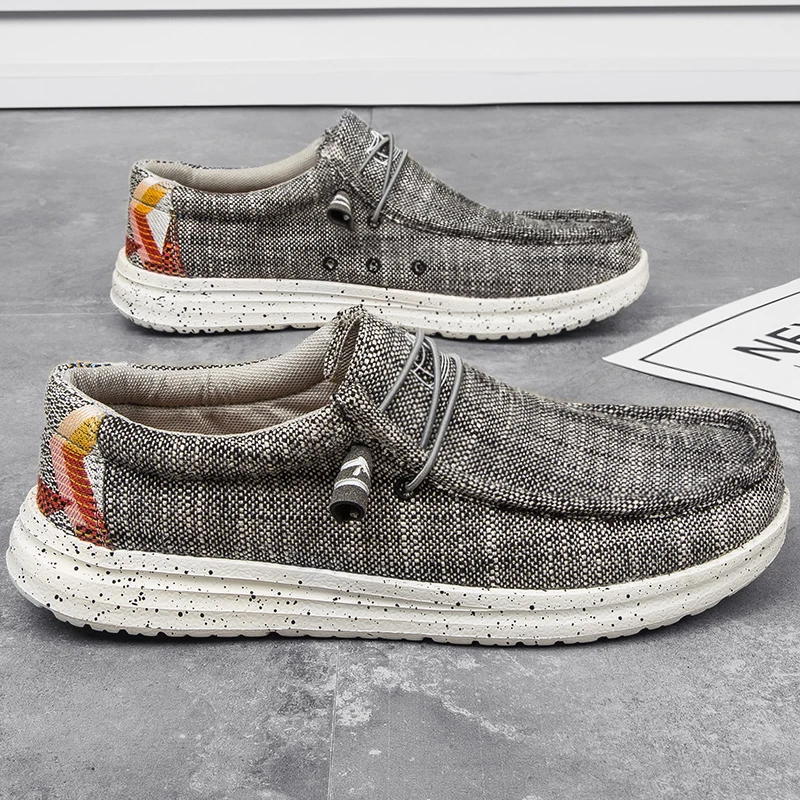 World-win best sells custom canvas shoes comfortable low-cut canvas moccasins loafers for men