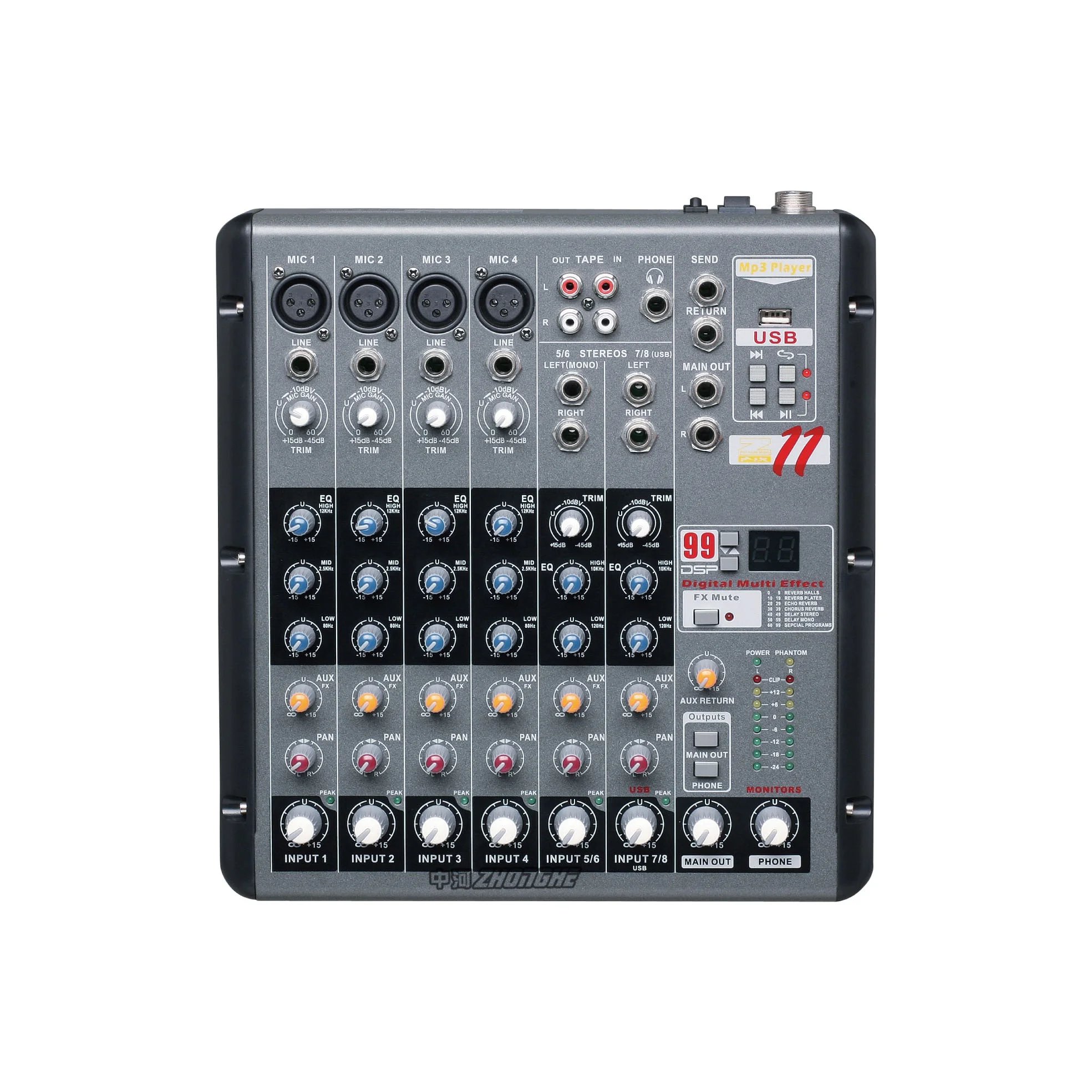 Z-11 studio смеситель профессиональный миксер usb mp3 плеер 4 канала