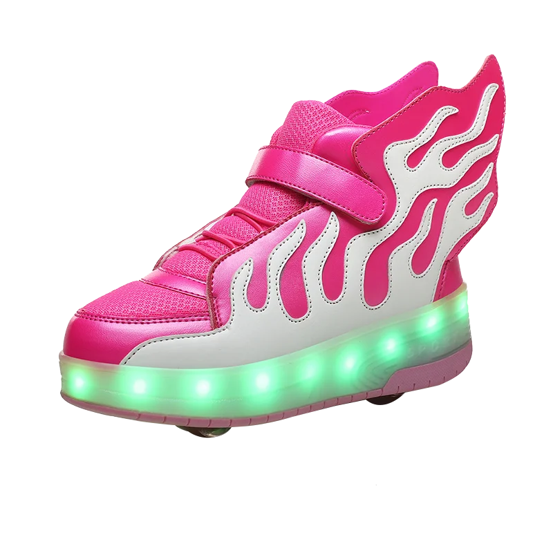 New Arrival Enough In Stock PVC Sole With Wing Rechargeable 7 Different Light modes Children LED Shoes Roller Kids Shoes