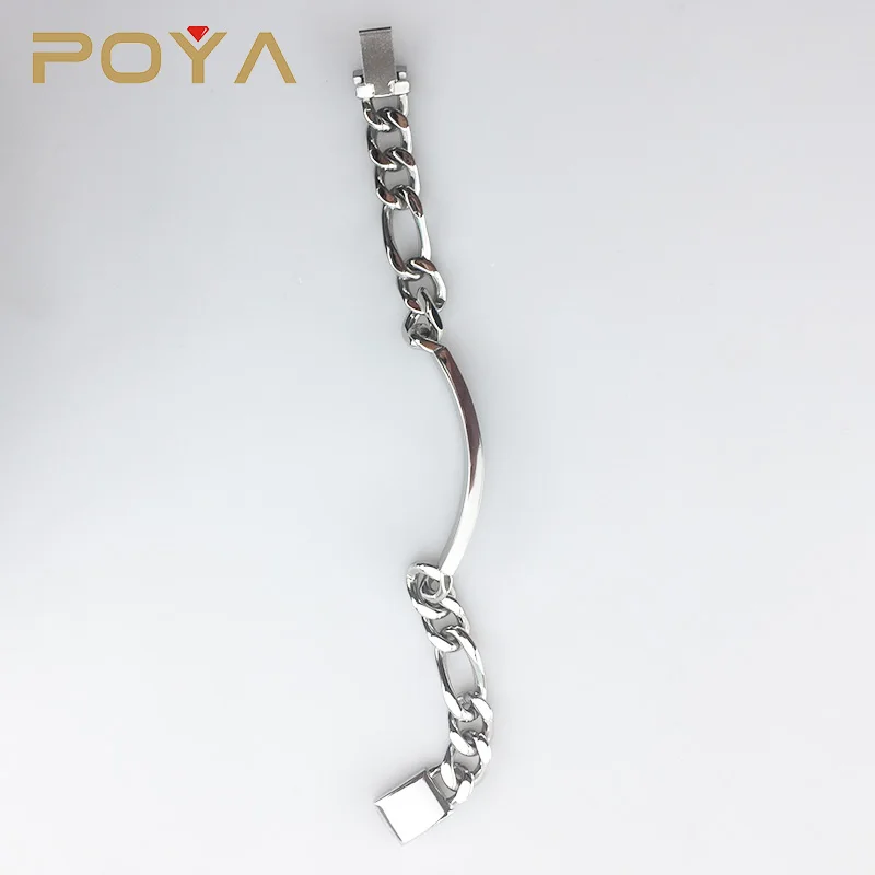 
 Лидер продаж, мужской гравированный тяжелый браслет на цепочке Фигаро с черным покрытием из нержавеющей стали  