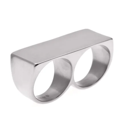 Hip-hop fashionable two-fingers wear punk style new stainless steel Unisex rings with gold sliver rings for party gifts