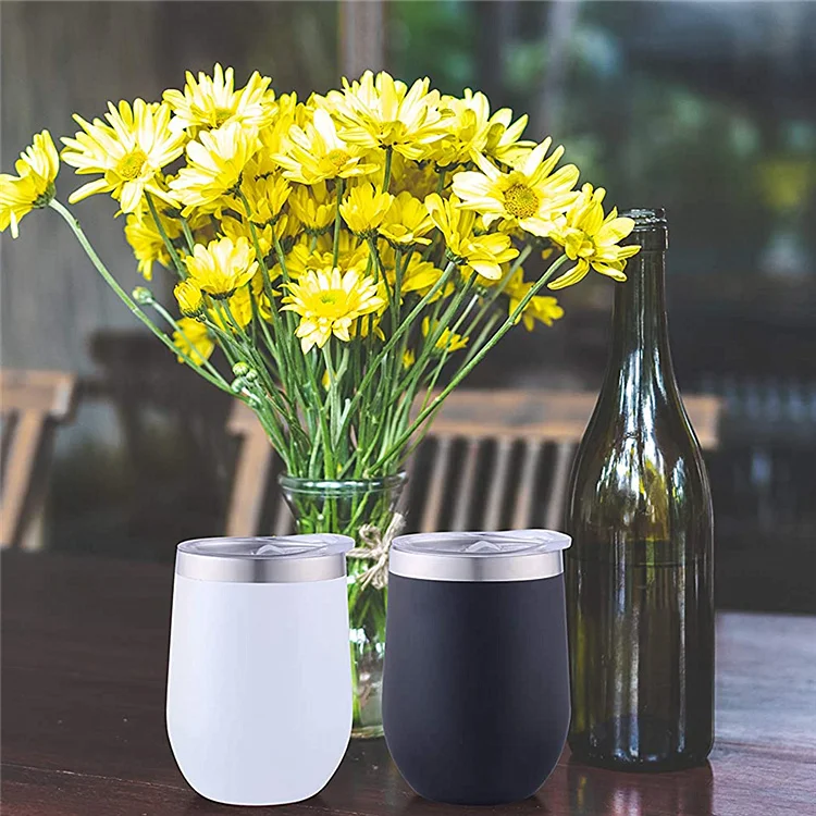 Shri Krishna International Glass Insulated Double Walled Vacuum Cup 12Oz Stainless Steel Mugs Wine Tumbler Wholesale