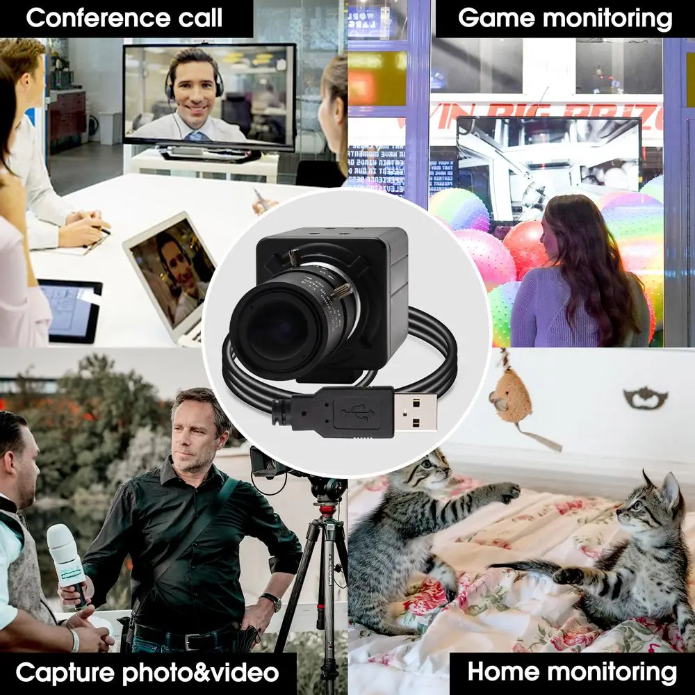 ELP Manual Focus Zoom 4x Varifocal IMX179 CMOS 8MP Video Conference Cam Web HD Surveillance Webcam UVC For Video Teaching