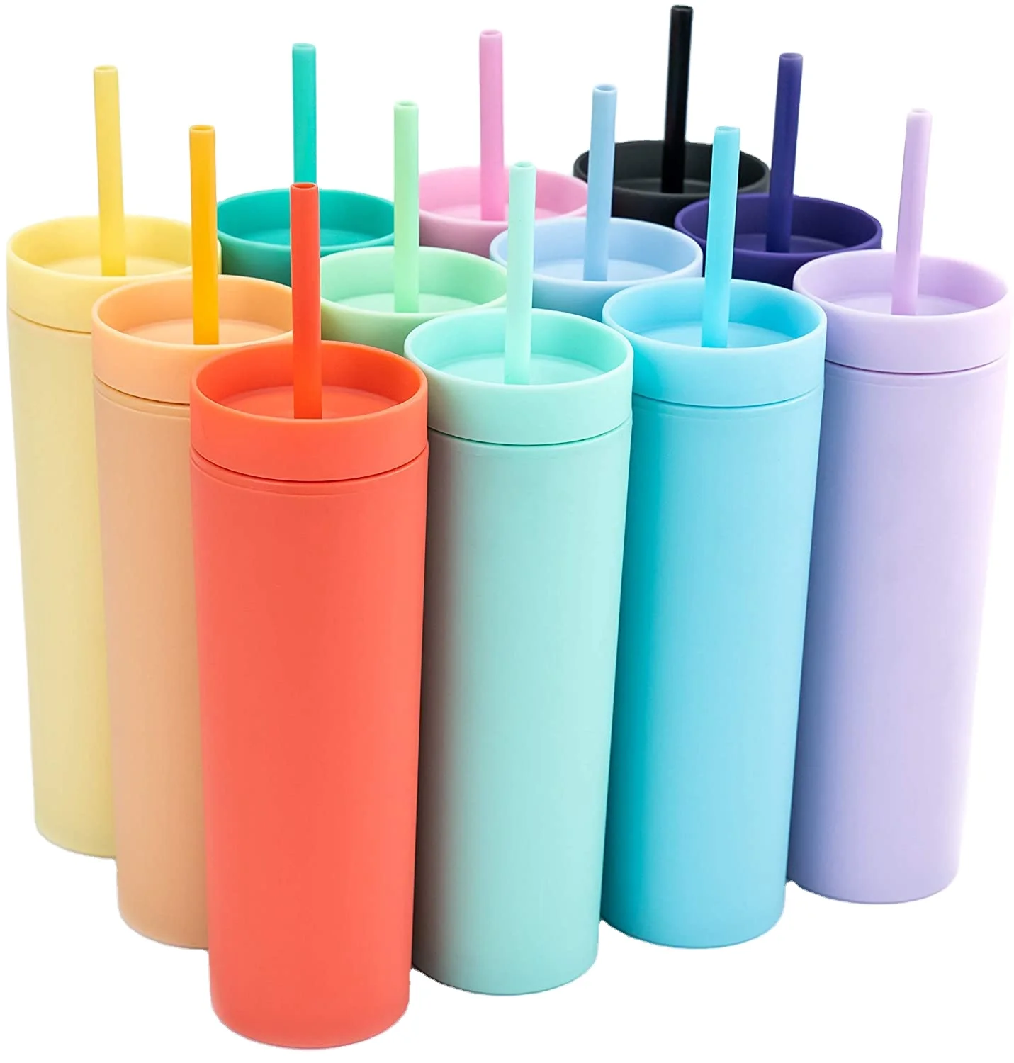 2024 best selling 16oz skinny tumblers straight cups with straw