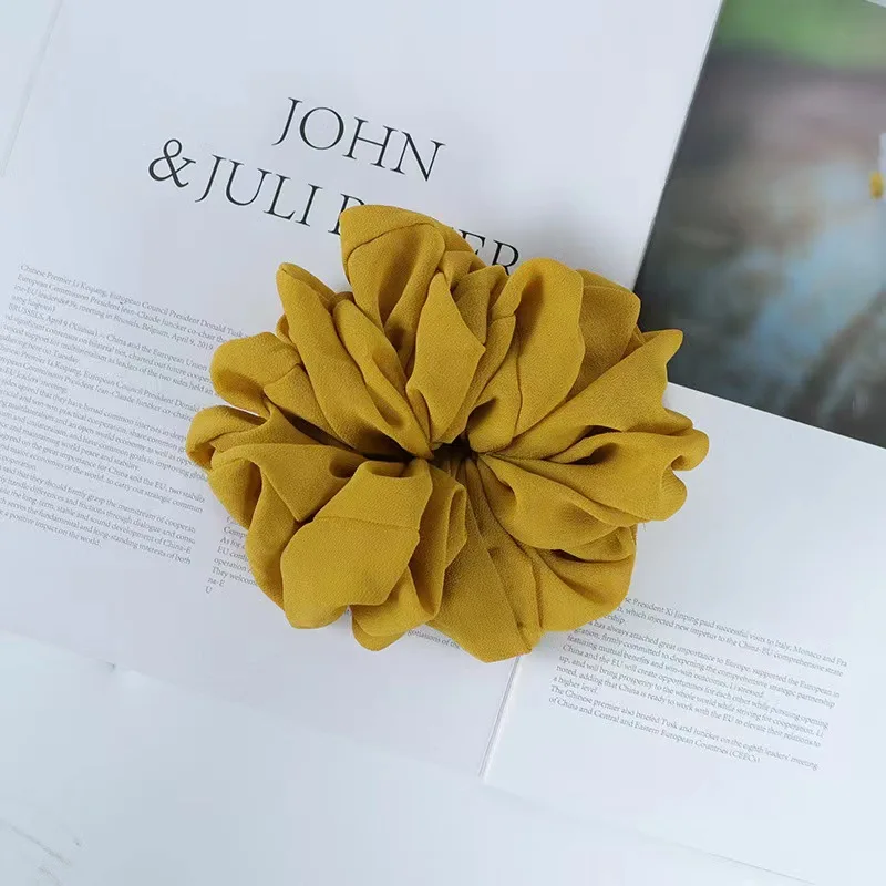 Popular Women Fashion Large Size Ladies Big Bouquet Chiffon Colon Hair Scrunchies Women Scrunchies Headband