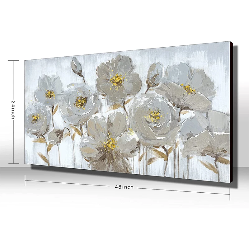 Handmade White Flower Oil Painting Adorns Bedroom Wall Painting Art Picture Abstract Oil Painting