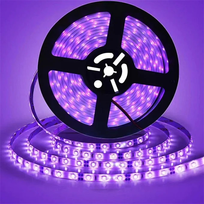 UV LED Strip Light Kit  DC12V 60 LEDs/Meter UVA 365nm UV led strip lights 395nm for Fluorescent Dance Party Body Paint Stage