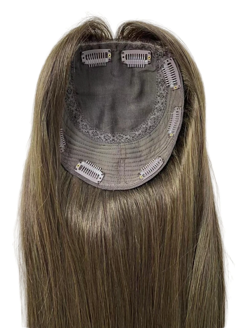 Chinese Virgin Human Hair Silky Straight Ombre Piano Color T#4/8 P T#4/27 4x4 Silk Top Jewish Topper for White Women