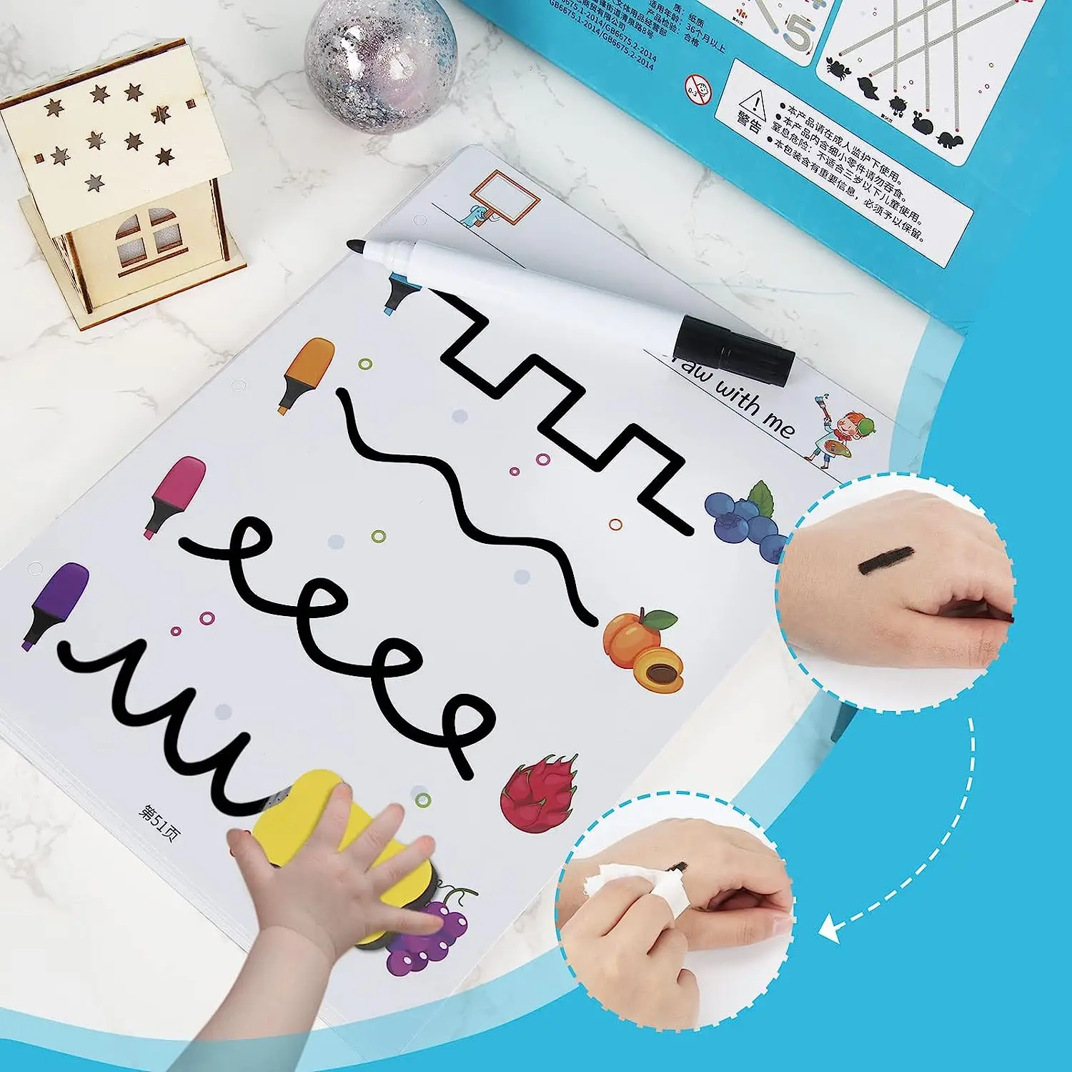 Hot Sale Training Erasable Paper Hand Painted Book Practice Education Toys Ce Tracing Pen Control Number Alphabet