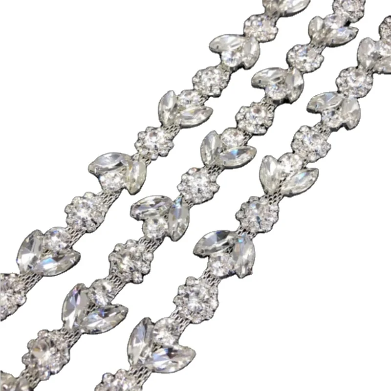 Новые продукты отделка кристаллами и стразами черная Блестящая лента металлическая цепочка для свадьбы