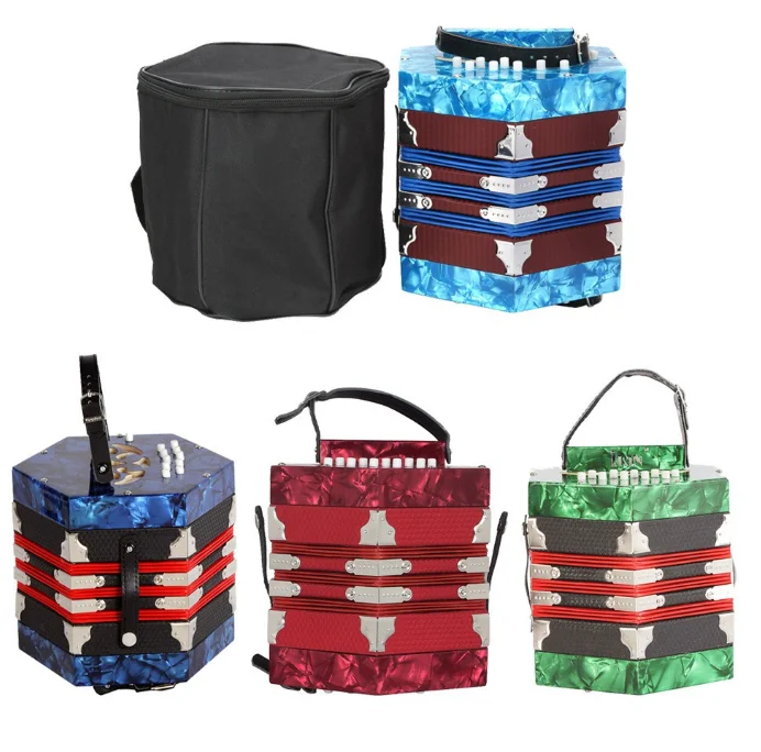 High Quality Professional Chromatic Concertina Accordion with 20-Button Free Reed High Quality ABS Diatonic Piano Conformations